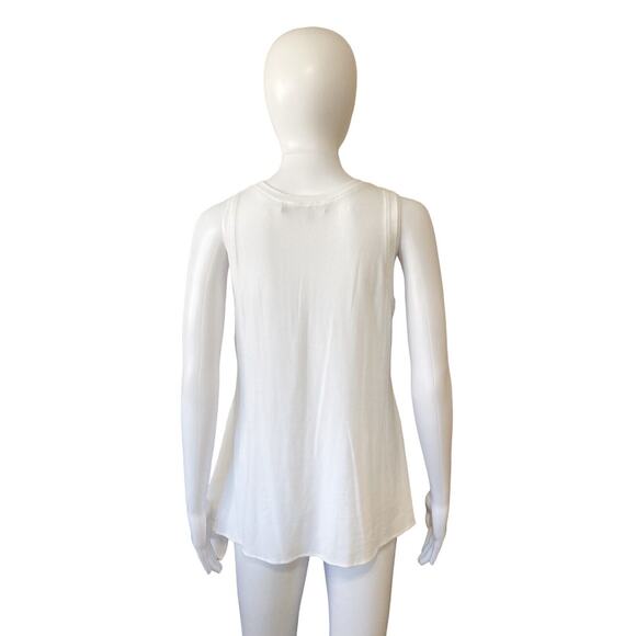 Theory Women’s Drapey Scoop Neck Ribbed Tank Top White Size Large Asymmetrical - Picture 3 of 7